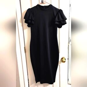 Like New Black Flutter Sleeve Bodycon Midi Semiformal Dress